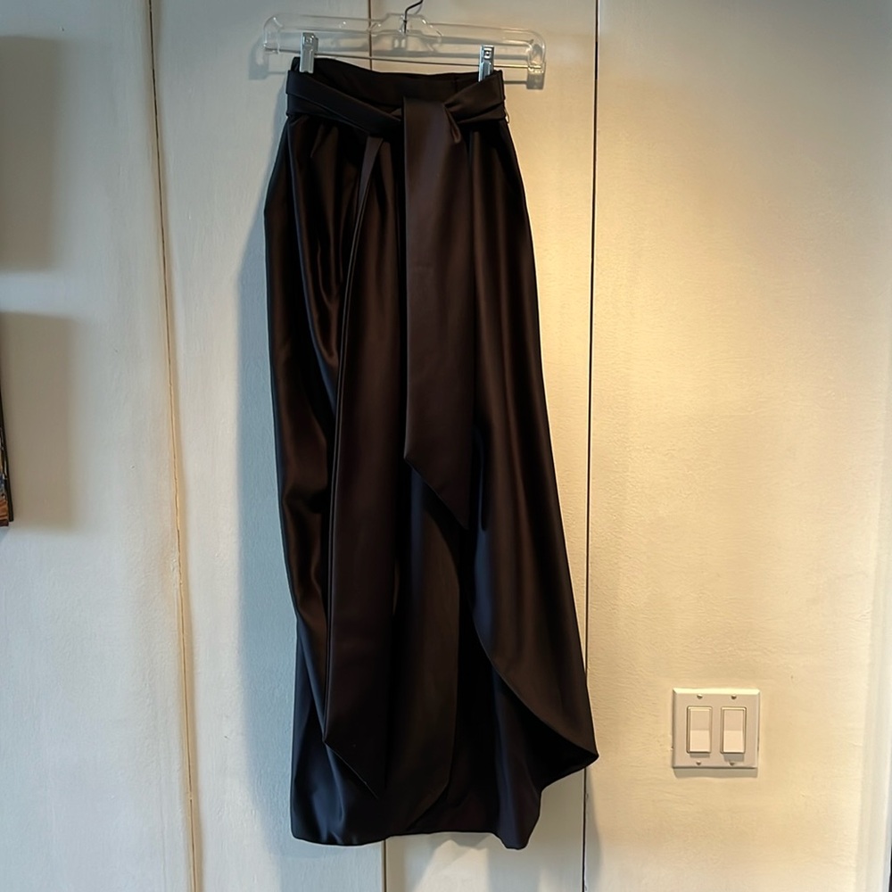 Black Satin Skirt with Separate Belt